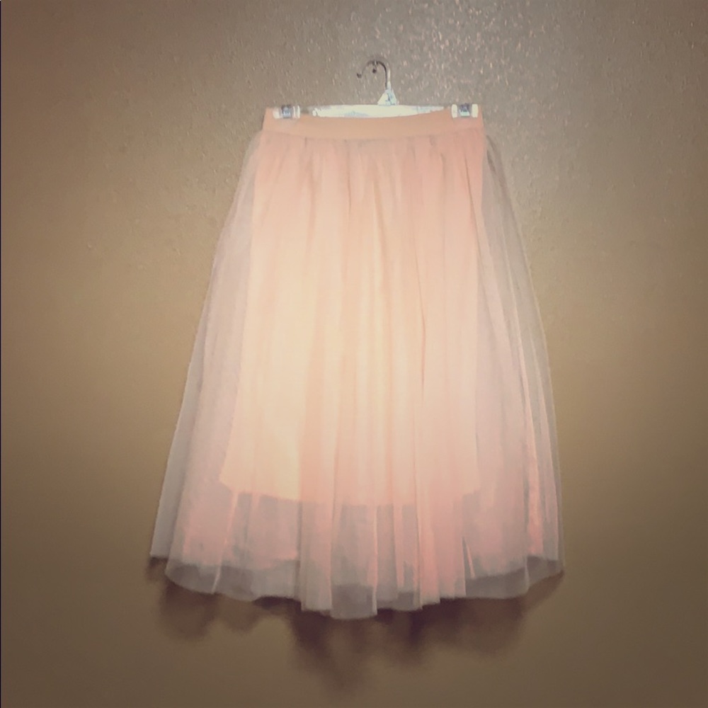 Haute Monde Pink Tulle Midi Skirt